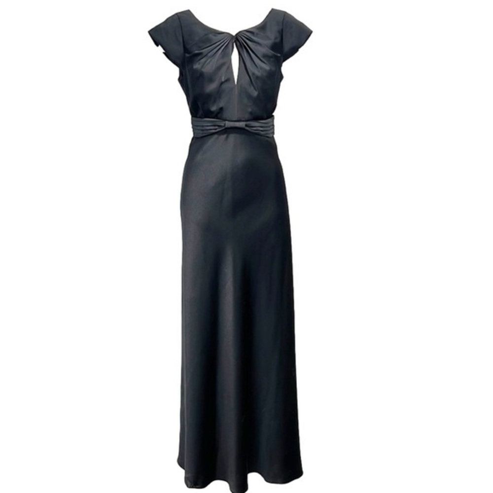 Calvin Klein Keyhole Cap Sleeves Formal Long Gown Black size 6